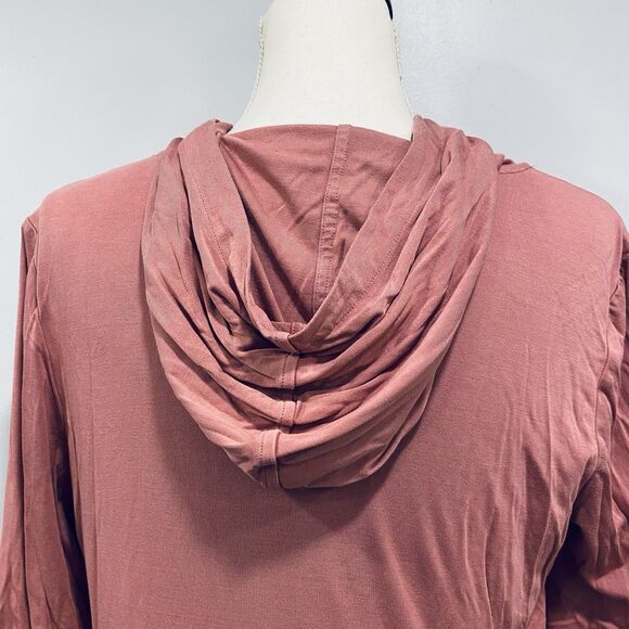 SWEATY BETTY 6 Tori Twist Front Hooded Pullover Top Cinder Pink Athleisure Soft - Picture 8 of 14